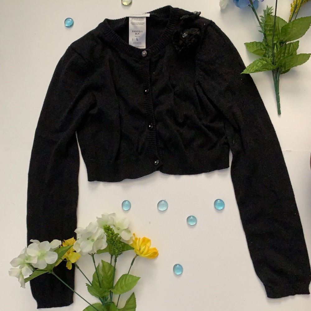 Girls Black Dress Cropped Over Sweater